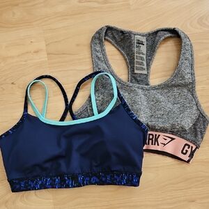 Gaiam & Gymshark Blue and Gray Sports Bras Lot